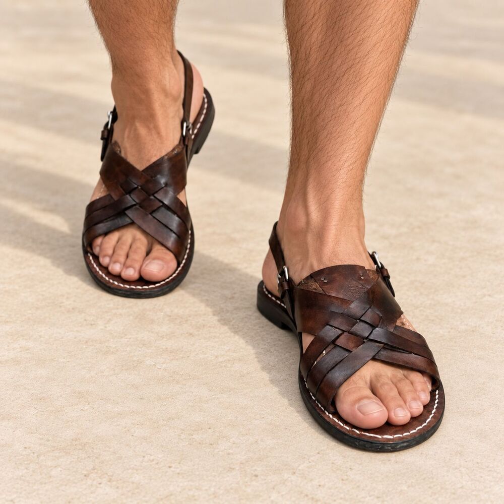 Alex Crane Primo Sandals Men’s 8 Brown Leather Woven Huarache Mexico